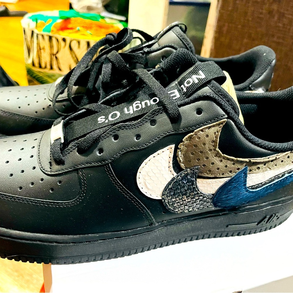 Pre-owned Air Force 1 Low John Geiger Misplaced Checks Black In Black/black